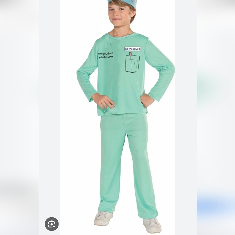 Rubie's Surgical Doctor Scrubs Costume with Hat And Stereoscope- Size 8 BNWOT